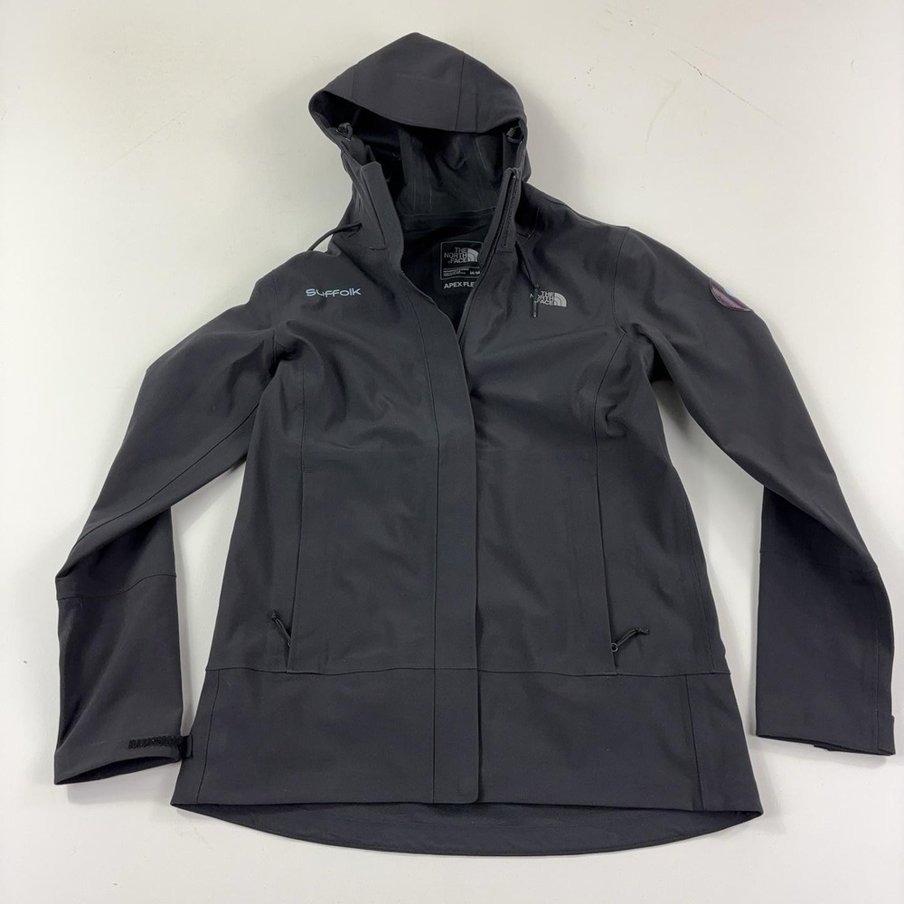 The North Face Apex Flex Jacket Womens Medium Gray Hooded Softshell DryVent